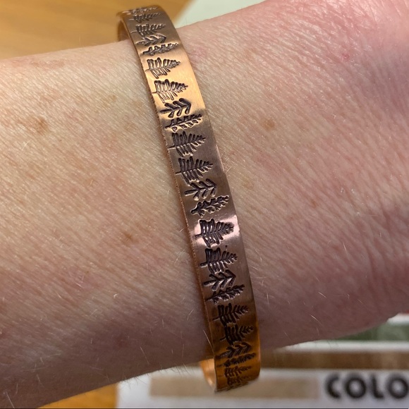 One of a Kind Copper Bracelet Spruce Tree Detail - Picture 2 of 3